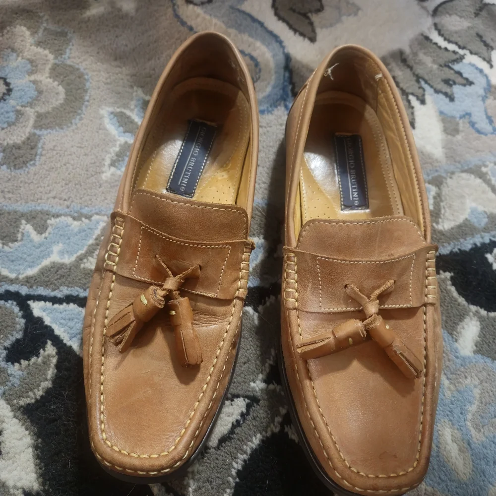 Giorgio Brutini men's brown leather tassel Leather Tassel Loafers Sz 8.5